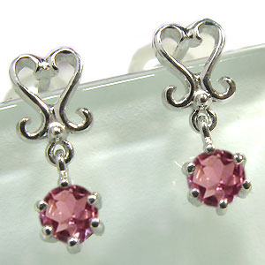 18金・ピアス・ピンクトルマリン・ハート・スイング