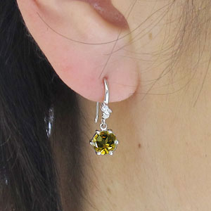 一粒・シトリン・ピアス・K18・シンプル・フックピアス