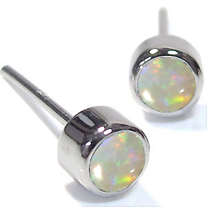 K18・オパールピアス・一粒・ピアス・メンズ・シンプル