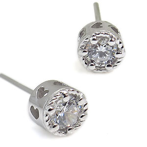 ダイヤモンド・ピアス・ハート・一粒・ダイヤモンドピアス・K10