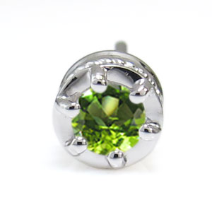 ピアス・ペリドット・一粒・K18・シンプル・ピアス