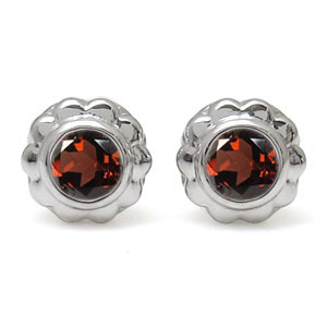 ガーネット ピアス 18金 一粒 ガーネットピアス