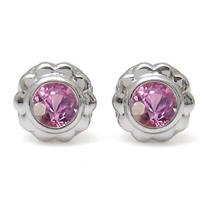 フラワー・ピアス・花・K10・ピンクサファイア・ピアス