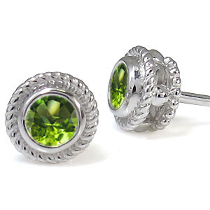 ペリドット ピアス K18 一粒 ペリドットピアス 縄 ペリドット ピアス 18k K18イエローゴールド 18金