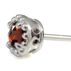ミル打ち・ピアス・一粒・ピアス・ガーネット・K10_2