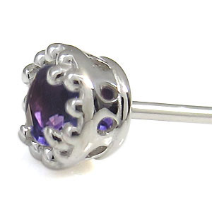 ミル打ち・ピアス・一粒・ピアス・アメジスト・K10_2