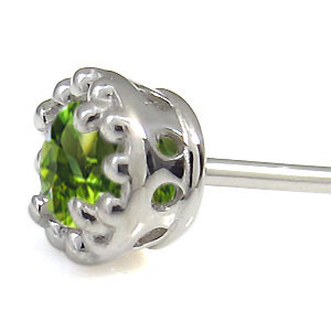 ミル打ち・ピアス・一粒・ピアス・ペリドット・K10_2