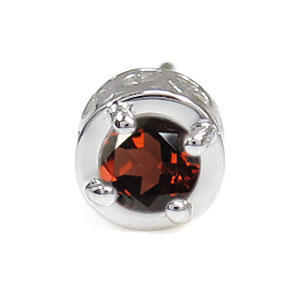 プラチナ・ピアス・一粒・ガーネット・シンプル・唐草・ピアス_4