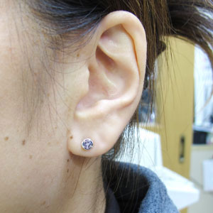 唐草・アラベスク・ピアス・シンプルピアス・タンザナイト・K10_1
