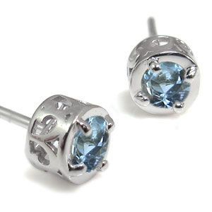 唐草・アラベスク・ピアス・シンプルピアス・アクアマリンサンタマリア・K10