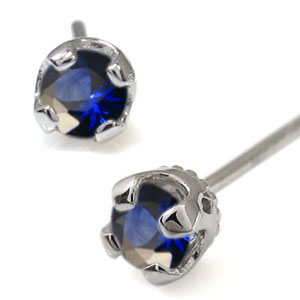 サファイア ピアス 一粒 サファイアピアス 18金