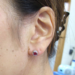 ハート・ピアス・唐草・ピアス・一粒・ルビー_1