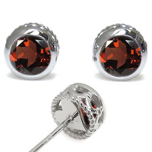 ハート・ピアス・縄・ピアス・一粒・ガーネット・10金の通販は