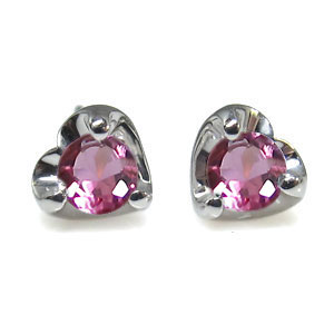 ピンクトルマリン・18金・ピアス・ハート・ピアス