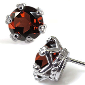 王冠・ガーネット・K10・一粒・ピアス