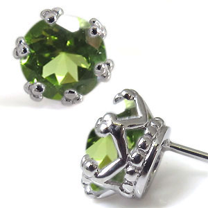 王冠・ペリドット・K10・一粒・ピアス