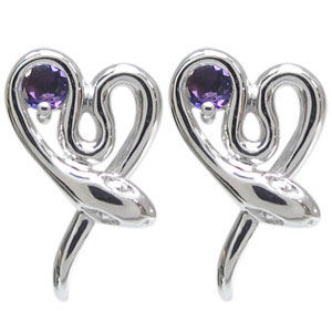 プラチナ アメジスト ピアス ヘビ 蛇 へび ピアスの通販は