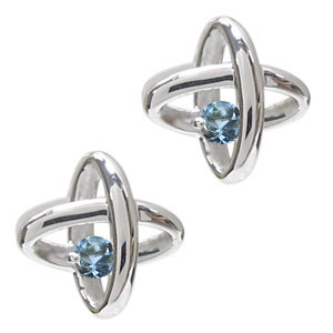 宇宙 ピアス アクアマリンサンタマリア 一粒 K18 ピアス