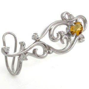 イヤーカフ ピアス・イヤークリップ・K10・シトリンピアス ピアス