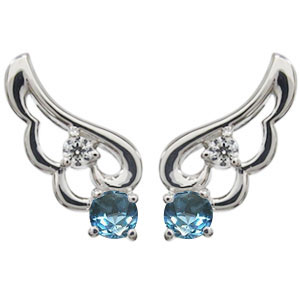 天使の羽 ブルートパーズ ピアス 一粒 エンジェル ピアスの通販は 21,225円