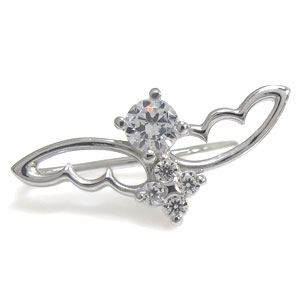 プラチナ ダイヤモンド イヤーカフ ピアス フェザー ピアス