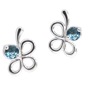 クローバー・ピアス・ブルートパーズ・四つ葉・ピアス・K18