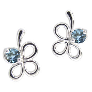 クローバー ピアス アクアマリンサンタマリア 10金 ピアス