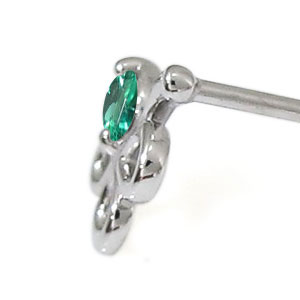プラチナ エメラルド ピアス クローバー ピアス_3