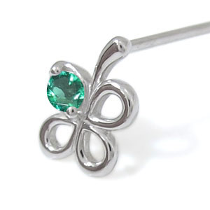 プラチナ エメラルド ピアス クローバー ピアス_4