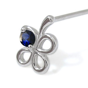 プラチナ サファイア ピアス クローバー ピアス_4