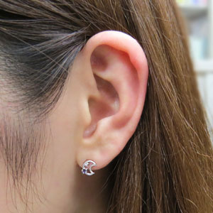 月 星 アメジスト ピアス 10金 キャッチ不要_1