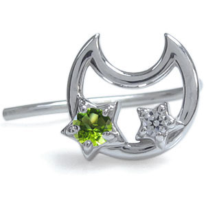 月 星 ペリドット ピアス 10金 キャッチ不要_3
