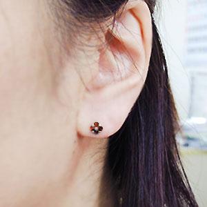 プラチナ ガーネット ピアス ハート ピアス_1
