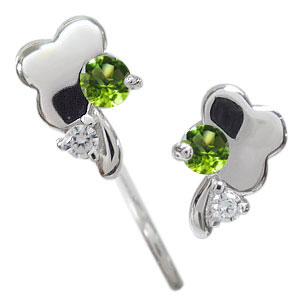 プラチナ・ペリドット・ピアス・クローバー・ピアス ピアス