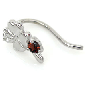 クローバー ピアス K10 ガーネット ピアス ガーネットピアス クローバーピアス よつば 揺れる フック