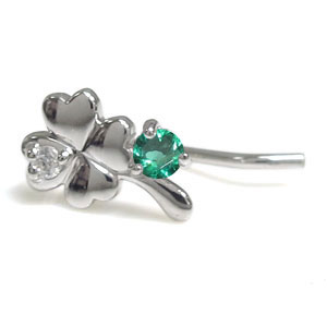クローバー ピアス K10 エメラルド ピアス_3