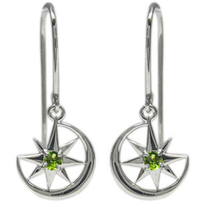 フックピアス プラチナ ペリドット 月 ピアス 星 ピアスの通販は