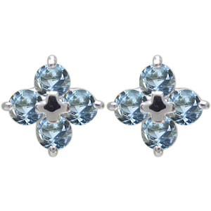 プラチナ 十字架 ピアス クロス アクアマリンサンタマリア ピアス