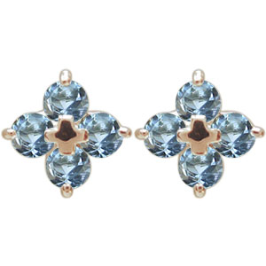クロスピアス・十字架・ピアス・アクアマリンサンタマリア・ピアス・18金の通販は