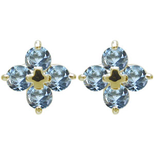 アクアマリンサンタマリア 十字架  ピアス クロス ピアス K10
