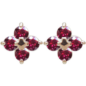 クロスピアス・十字架・ピアス・ルビー・ピアス・18金の通販は