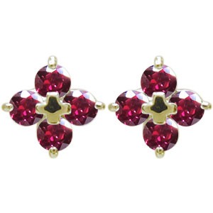 ルビー 十字架 ピアス クロス ピアス K10