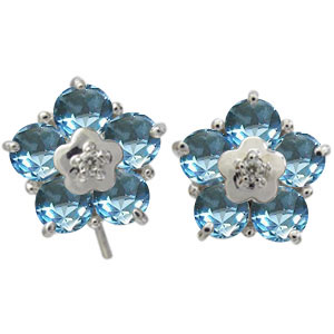 ブルートパーズ ピアス 花 フラワー ピアス キャッチ不要 フックピアス 10金_6
