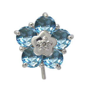 ブルートパーズ ピアス 花 フラワー ピアス キャッチ不要 フックピアス 10金_4