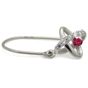 ルビー・ピアス・星・プラチナ・フックピアス・宇宙・ピアス