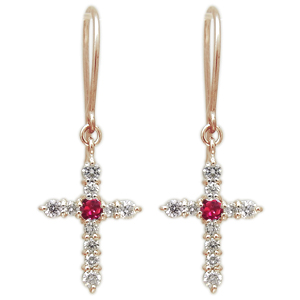 クロス ピアス フック ピアス 10金 ルビー ピアスの通販は 44,940円