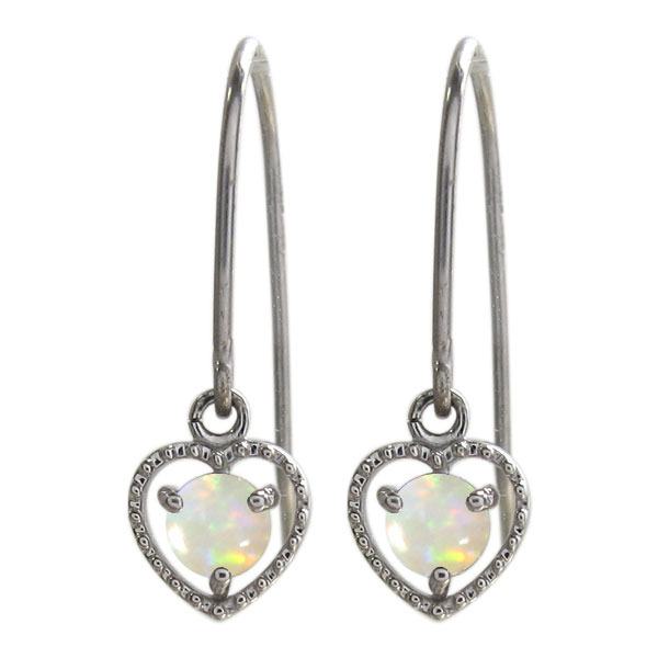 オパール フックピアス ハートモチーフ ピアス 一粒 ピアスの通販は