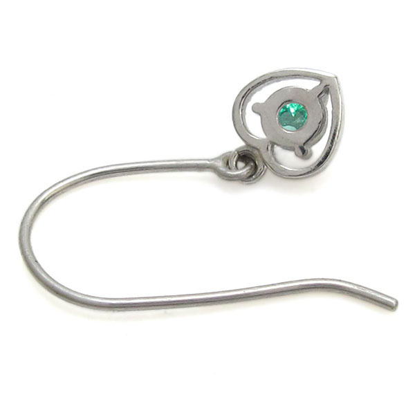 フックピアス エメラルド ピアス 10金 一粒 ハート ピアス_2