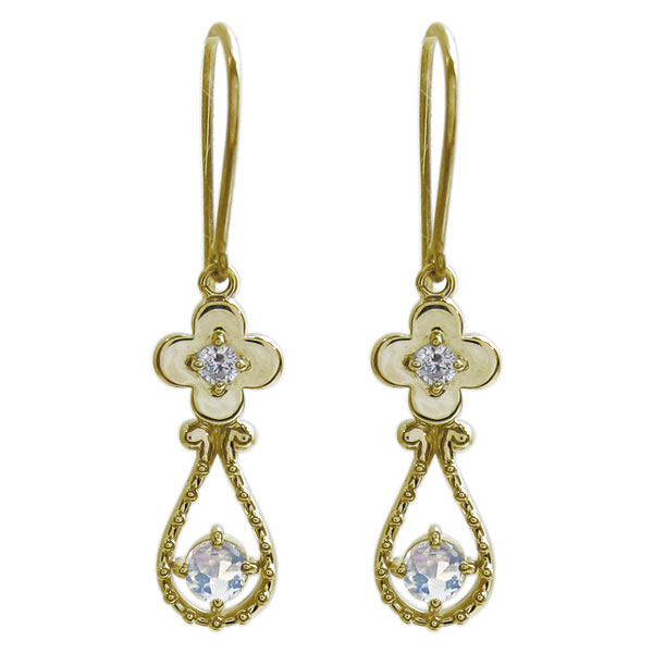 ロイヤルブルームーンストーン フックピアス フラワー 花 モチーフ ピアス 10金 78,300円