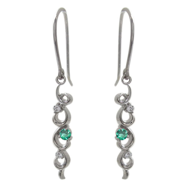エメラルド ピアス プラチナ アラベスク 唐草　フックピアス 55,260円
